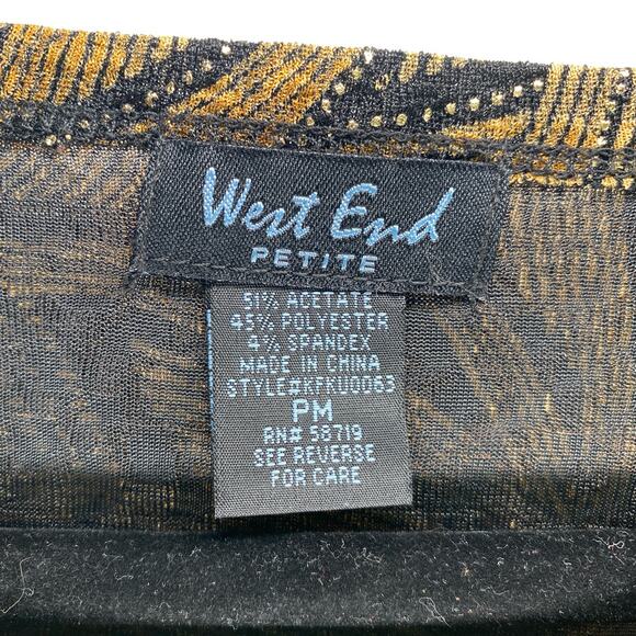 West End Petite Bedazzled Mobwife Sopranos 3/4 Length Y2K Abstract Top size PM - Picture 8 of 9